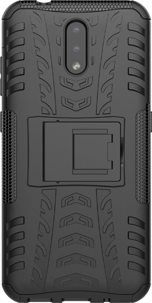 Mobigear Tire Nokia 2.3 Hülle Hardcase Backcover Stoßfest mit Ständer - Schwarz
