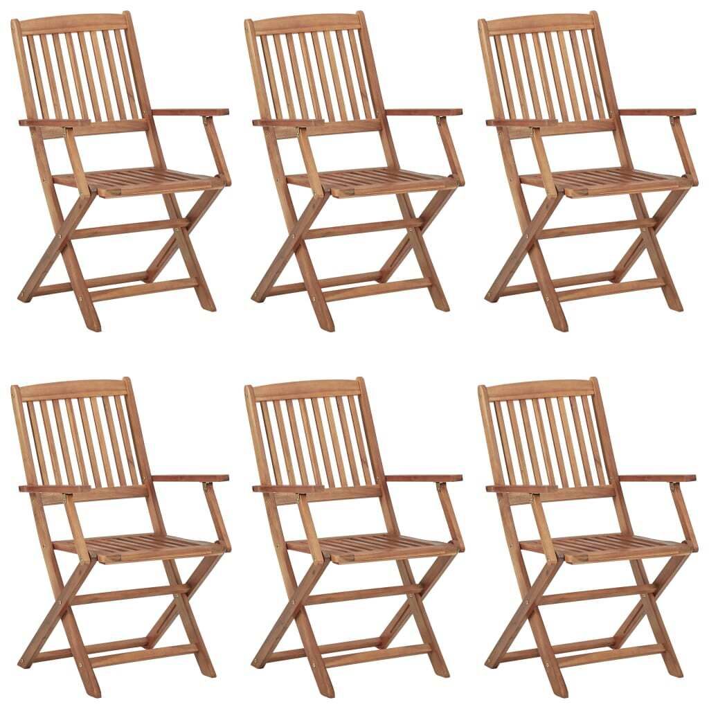 "SALE 2026"Stuhl Terrasse - Klappbare Gartenstühle 6er set - Balkonmöbel - Campingstuhl elegantes Design - mit Kissen Massivholz Akazie - 54x57x9...