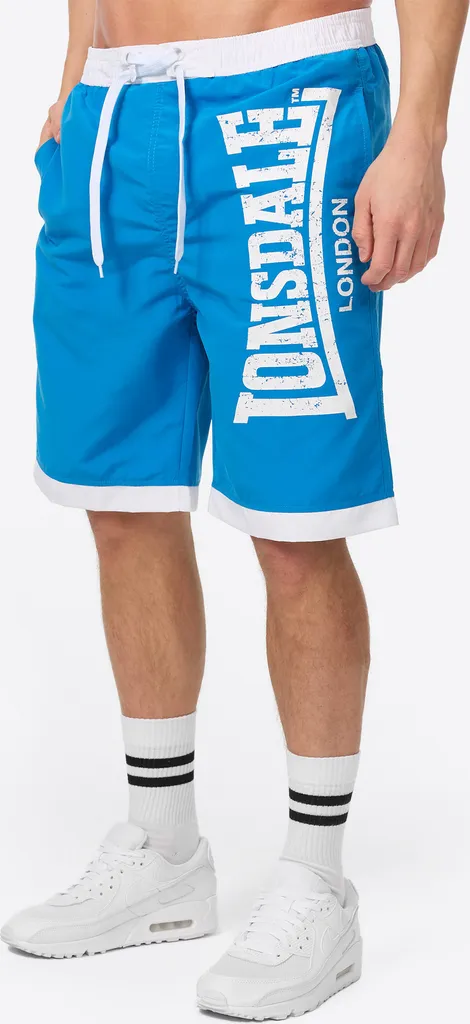Short de bain homme bleu et blanc Lonsdale CLENNELL en taille Medium