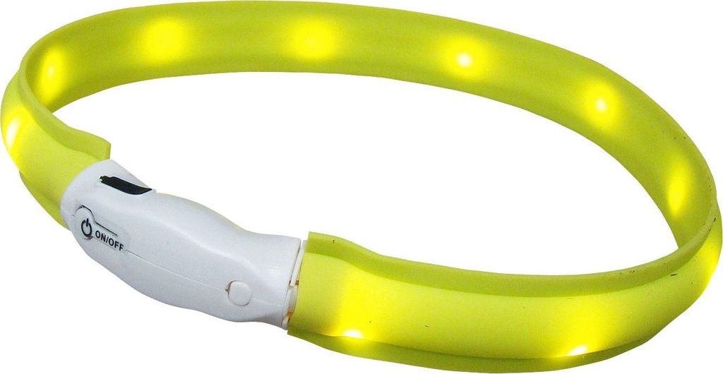 Nobby LED Leuchthalsband Visible breit gelb für Hunde mit längerem Fell