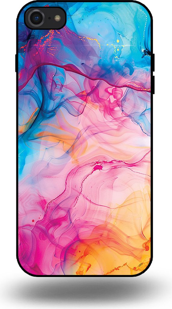 Smartphonica Telefon Fall geeignet für iPhone 7/8 mit Regenbogen Acryl Marmor Druck - TPU Backcover Fall Regenbogen Acryl Marmor Design