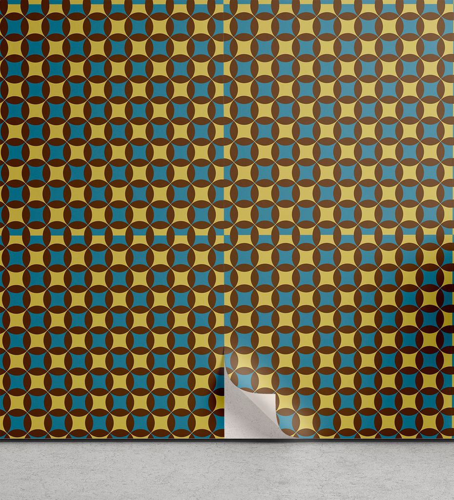 ABAKUHAUS Retro abziehbare & klebbare Tapete für Zuhause, Geometric Tile 70er Jahre Stil, selbstklebendes Wohnzimmer Küchenakzent, 33 cm x 90 cm,...
