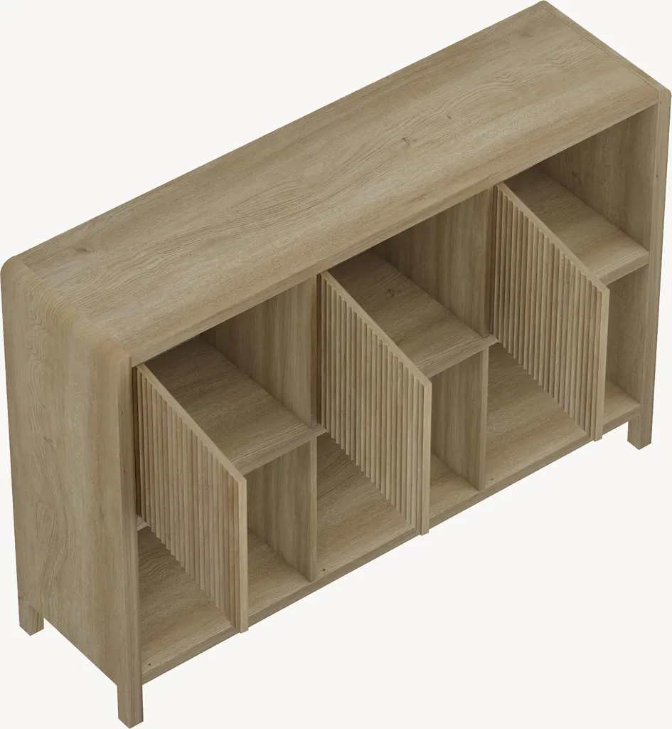 Buffet Lukkodso 6 Compartiments Chêne Rustique, Meuble Faible Profondeur - 5