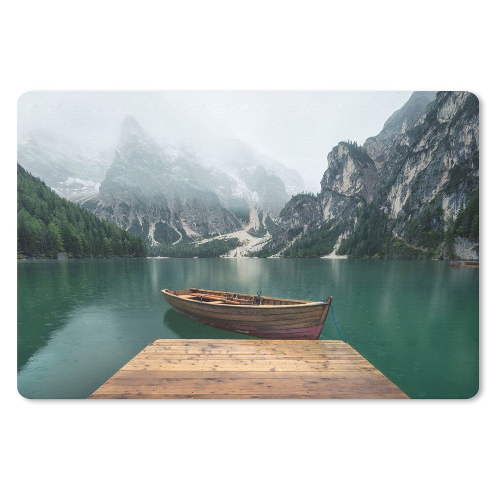 MuchoWow Mauspad Mousepad Nebel - Schnee - Berg - Boot 27x18 cm - Mousepads - Maus Mat - Pad - Mausunterlage - Büroartikel - Desk Matten