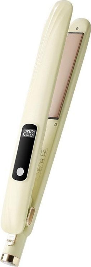 INF 2-in-1 LCD Glätteisen und Lockenstab mit Einstellbarer Temperatur Gelb