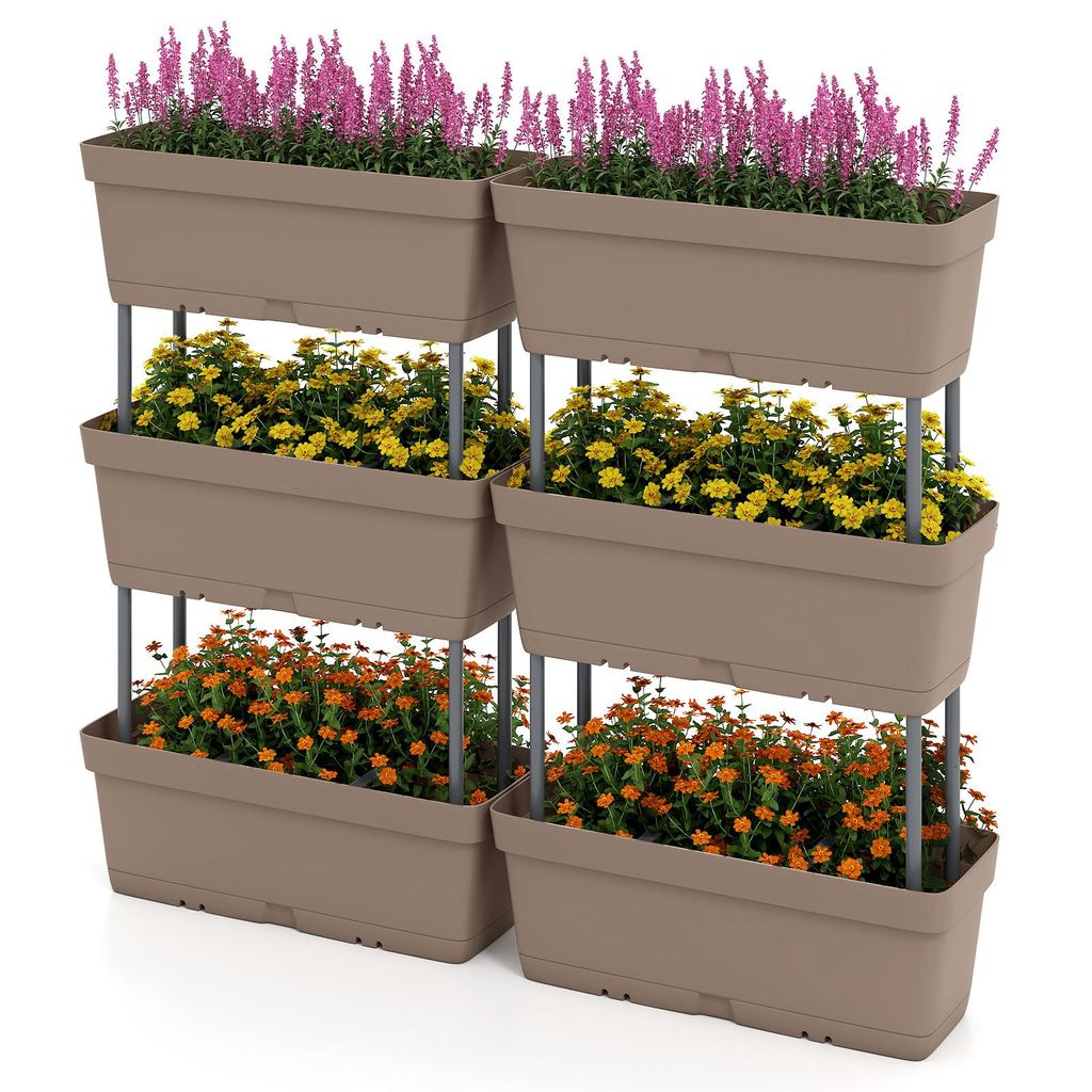COSTWAY 6 fioriere lunghe 49 cm, fioriere con sistema di Immagine del prodotto 