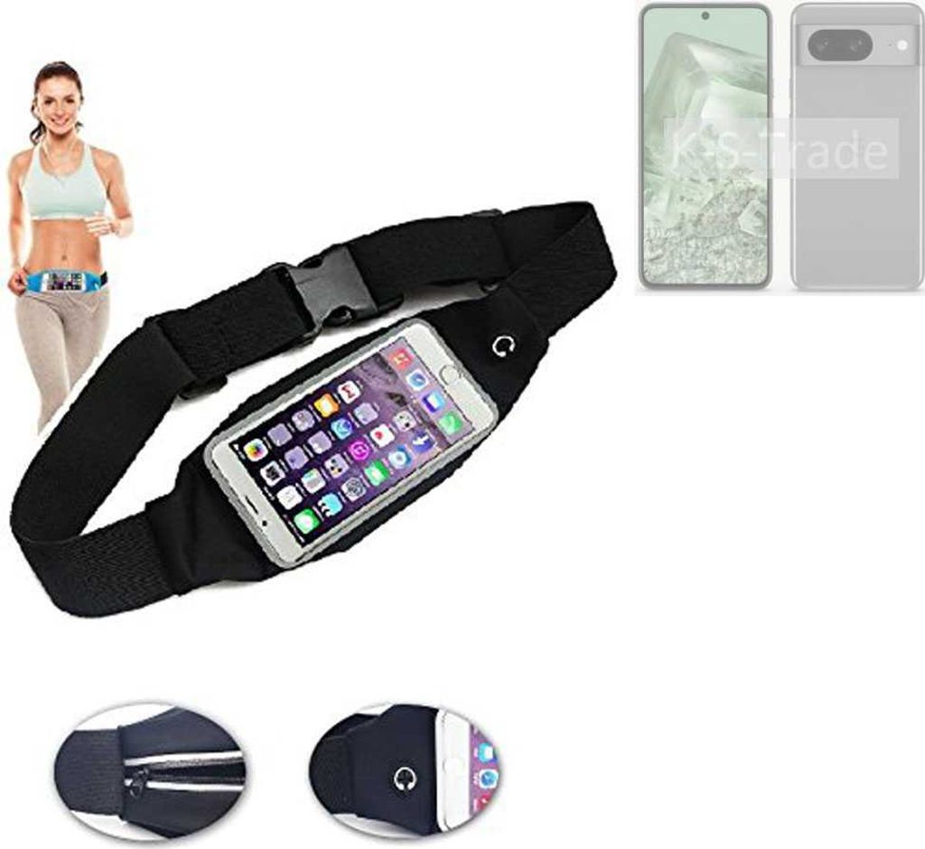 K-S-Trade Jogging-Armband kompatibel mit Google Pixel 8a Gürteltasche Umhängetasche Bauchtasche schwarz Sport Running Jogging Fitness Laufen