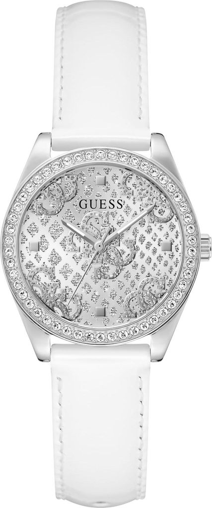Guess Armbanduhr Damen Guess Ladies White Silver Tone Analog Watch GW0989L1 Silber Weiß GW0989L1