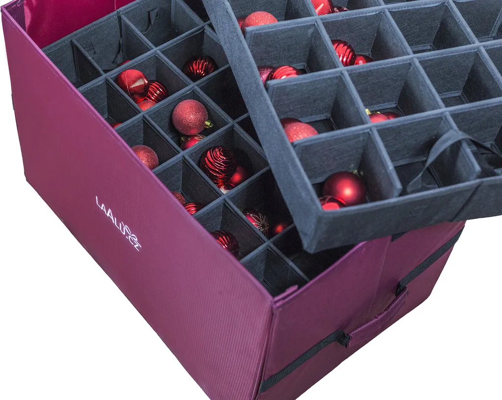 Boîte de rangement décoration de Noël luxe 96 compartiments rouge
