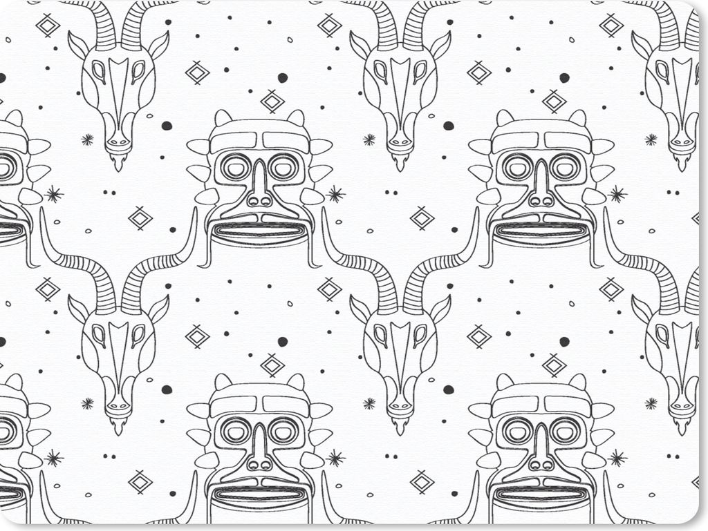 MuchoWow Mauspad Mousepad Maske - Linie - Muster - Tribal 23x19 cm - Mousepads - Maus Mat - Pad - Mausunterlage - Schreibtischunterlage - Mauspad