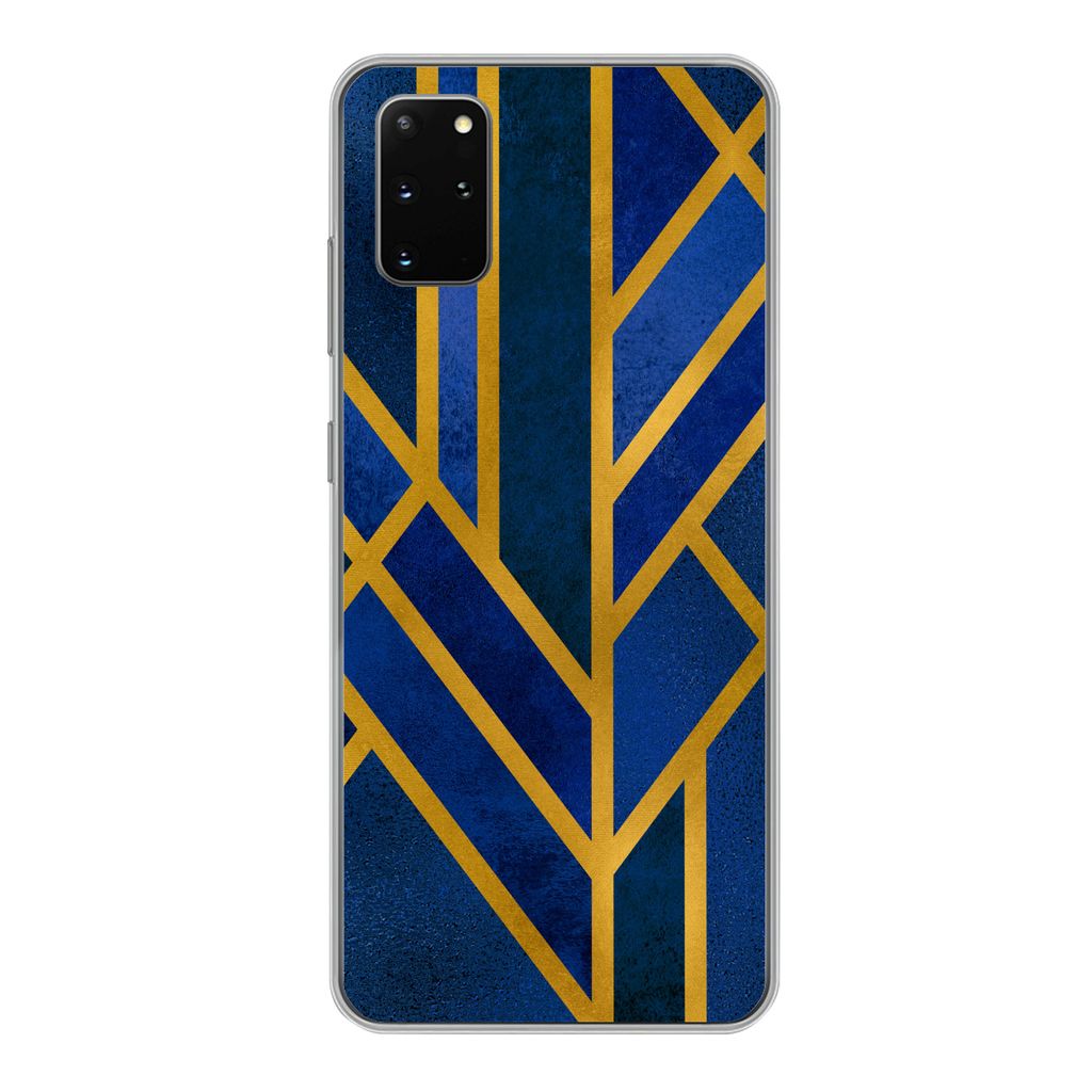 MuchoWow Handyhülle Schutzhülle Hülle für Samsung Galaxy S20 Plus Gold - Blau - Luxus Silikon Softcase Handy Hülle - Hartschale