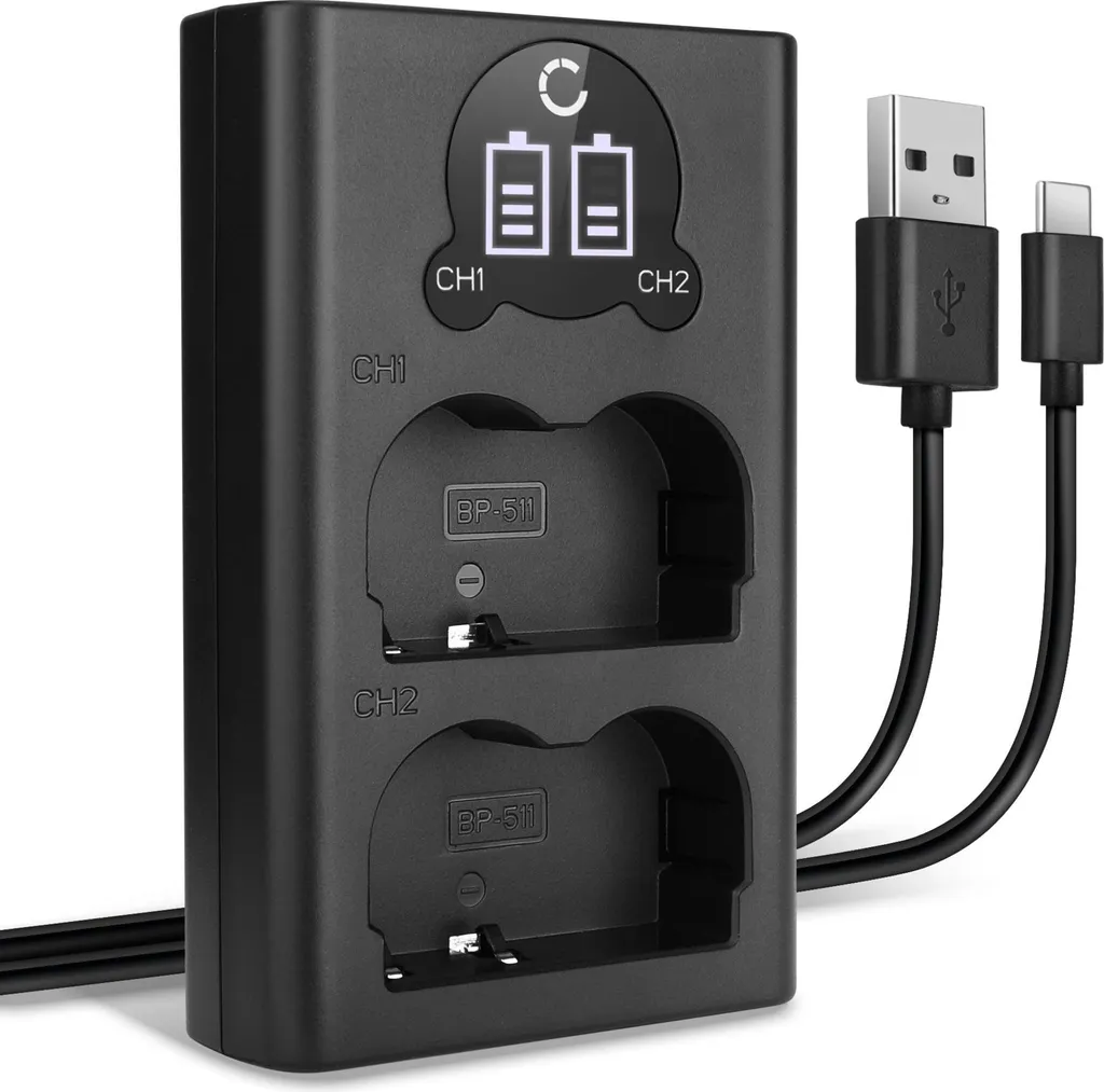 CELLONIC Caricatore Doppio BP-511 BP-512 Smart e Veloce compatibile con Caricabatterie Dual CB-5L + Cavo USB di Ricarica