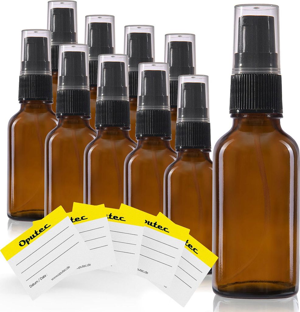 Oputec 10× 30 ml Braunglas-Pumpspenderflaschen – für Seife, Creme & Lotion - Cremespender & Lotionsflasche