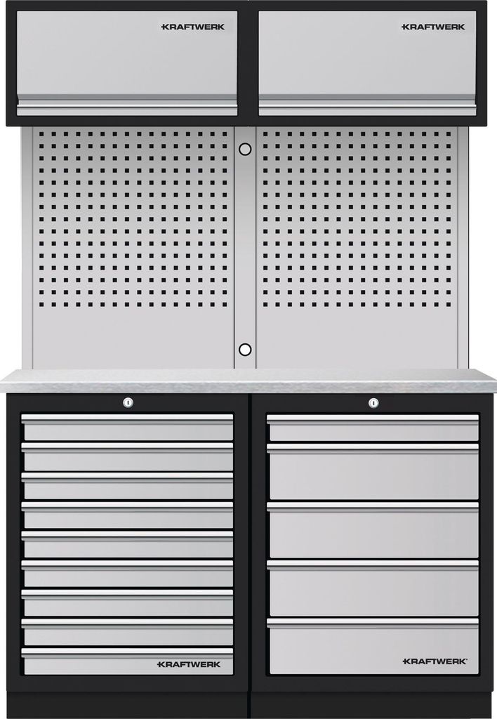 KRAFTWERK 3964K-95K2IX, Schwarz, Grau, Edelstahl, Bodenstehend, Werkzeuglagerung, 2 Tür(en), Drehtür, 1360 mm