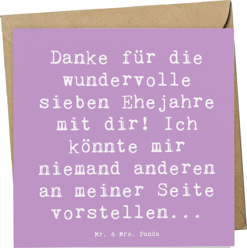 Mr. & Mrs. Panda Grußkarte Spruch 7. Hochzeitstag Kupferhochzeit - Lavendeltraum - Geschenk, sieben Jahre Ehe, Heiraten, Liebe, doppelkarte, Gesch...