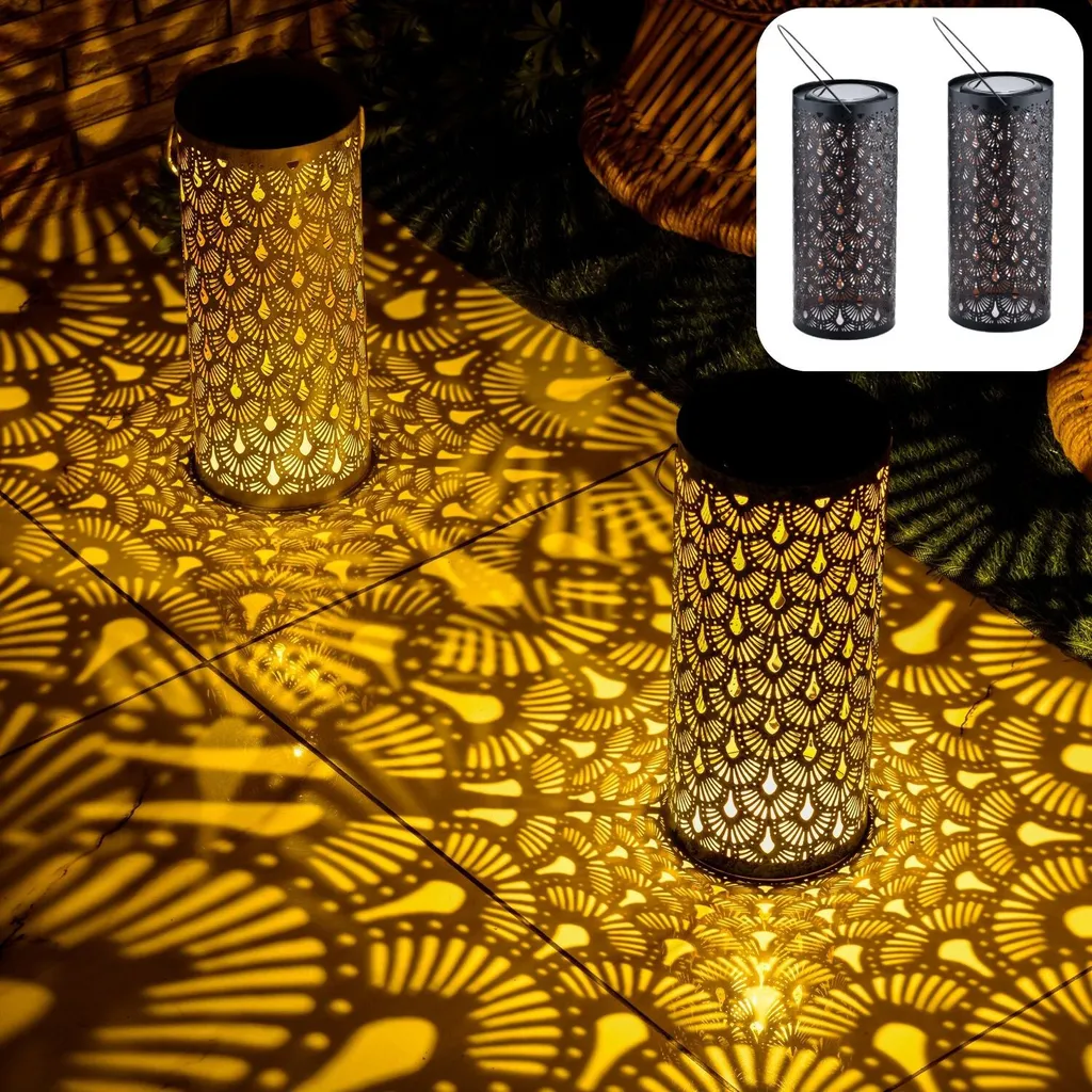 Lanterne solaire orientale étanche pour éclairage de jardin sans fil x2