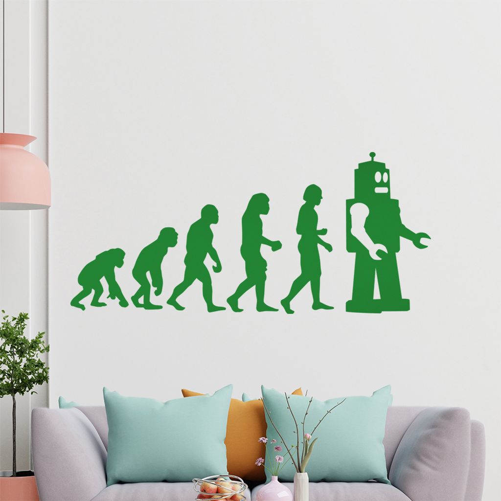 KIWISTAR Evolution - Roboter Maschinen Künstliche Intelligenz Wandtattoo in 6 Größen - Wandaufkleber Wall Sticker - Dekoration, Küche, Wohnzimm...