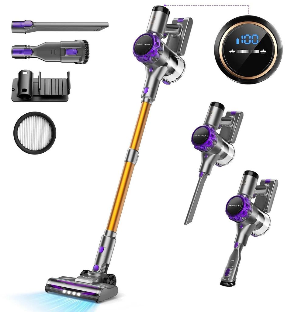 Kabelloser Staubsauger - S3P Stiel- und Handstaubsauger - Leistung 300 W - HEPA-Filter - Beutellos - Staubbehälter 1–2 l - Akkulaufzeit bis zu 5...