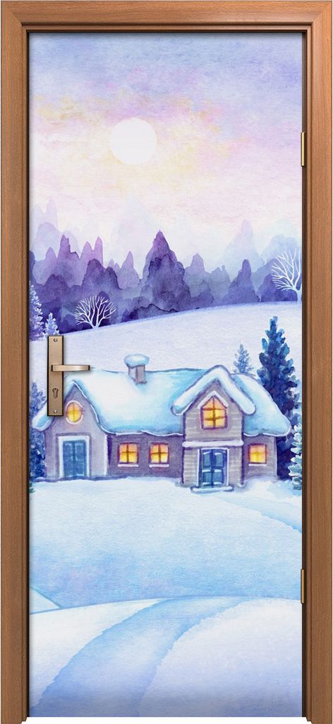 Türposter 80x200 cm Türaufkleber Türtapete Türfolie Klebefolie Winter Landschaft Wald Weihnachten