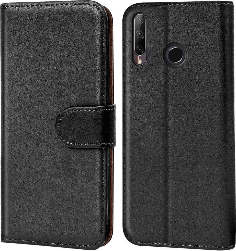 Conie Klapp Tasche für Huawei P40 Lite E Kartenfach Rundumschutz Hülle in Schwarz