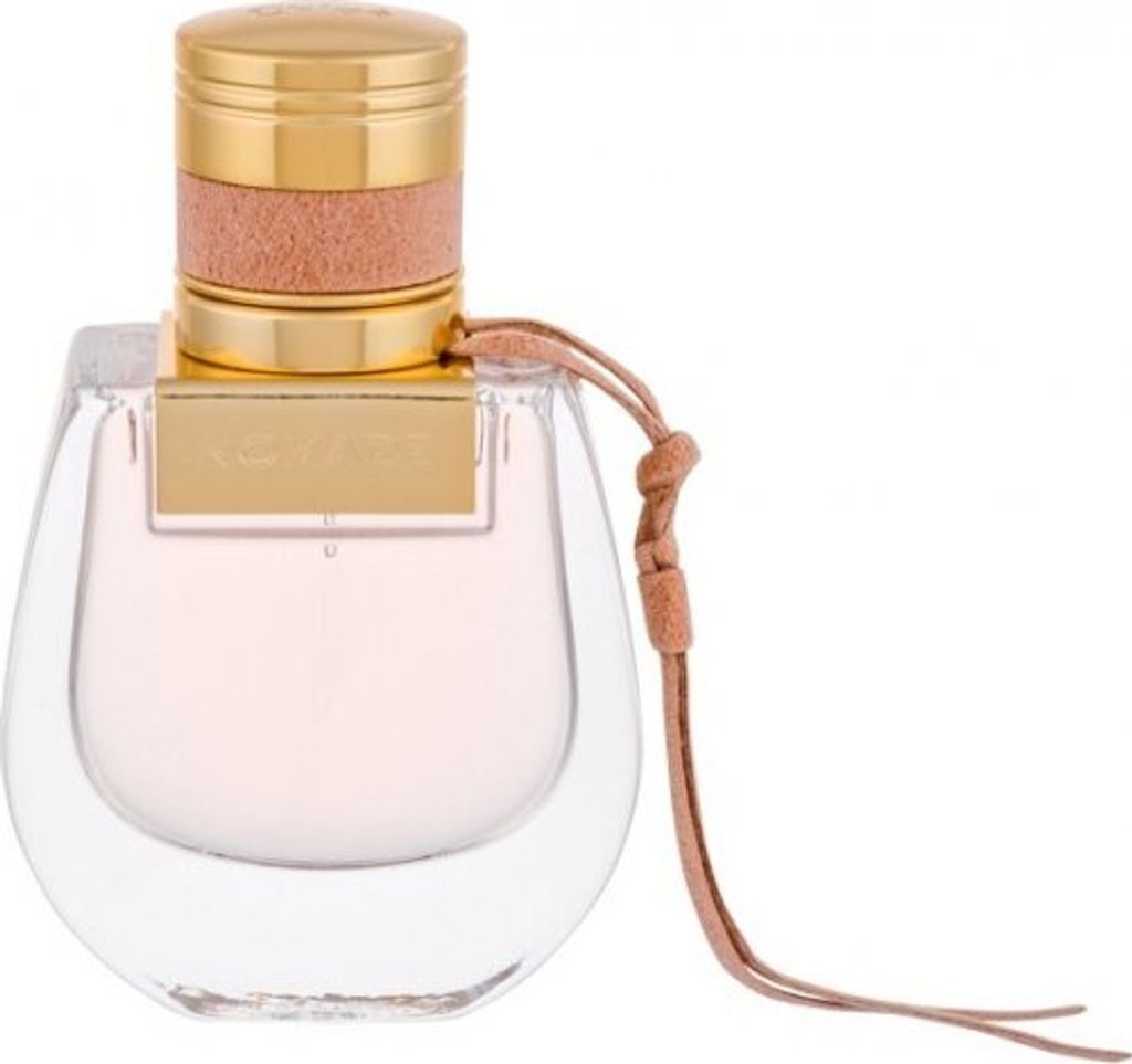 A clear studio shot of a Chloé Nomade Eau de Parfum bottle.