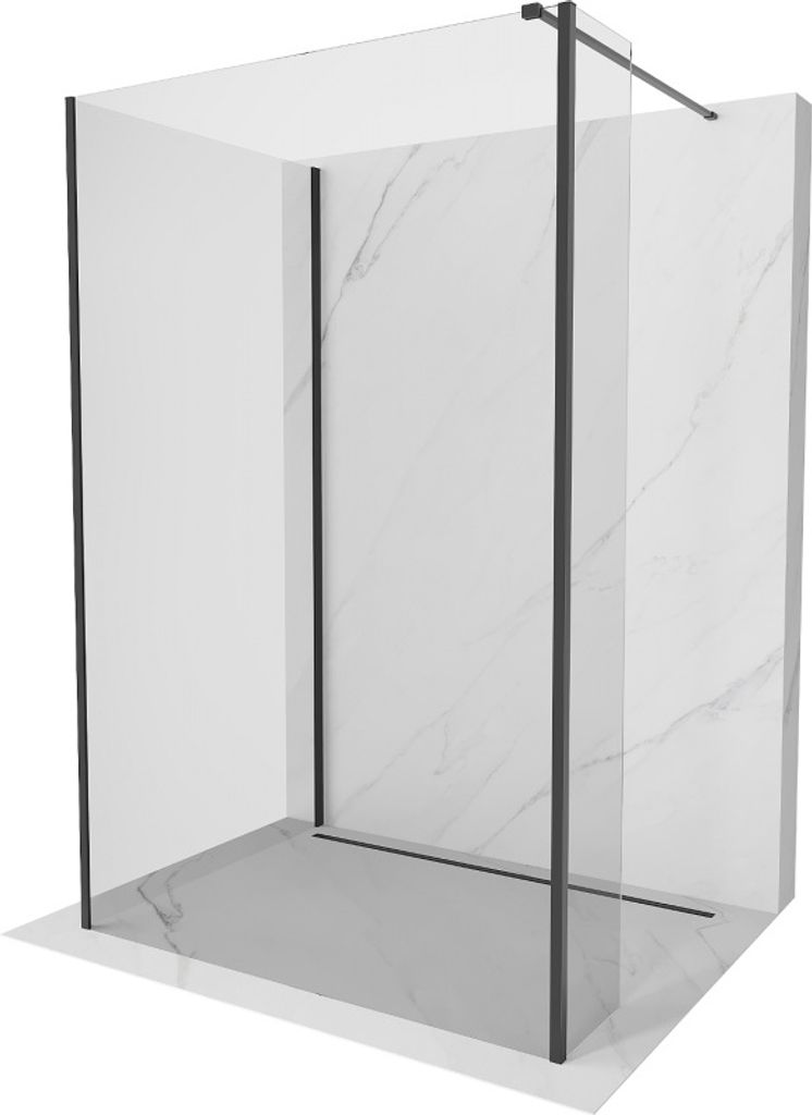 Mexen Kioto Walk-in-Duschwand 135 x 80 x 30 cm, transparent, schwarz - 800-135-080-221-70-00-030