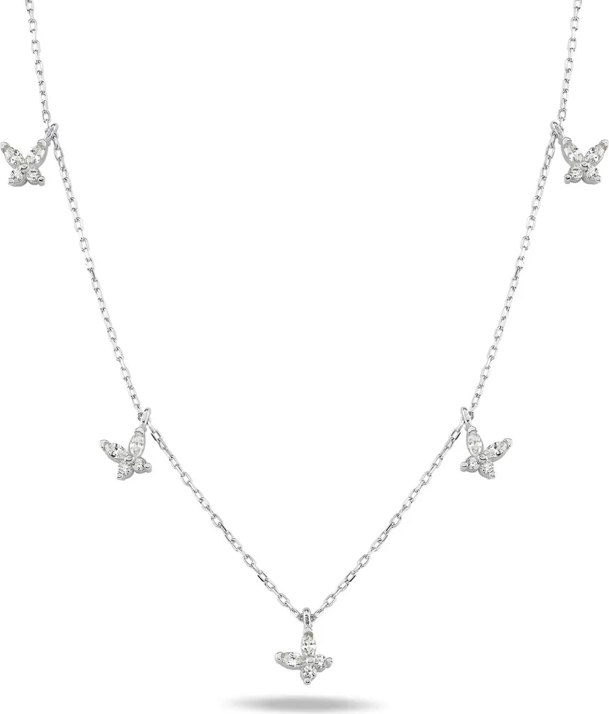 Collier en argent sterling 925 avec papillons en zircone étincelante