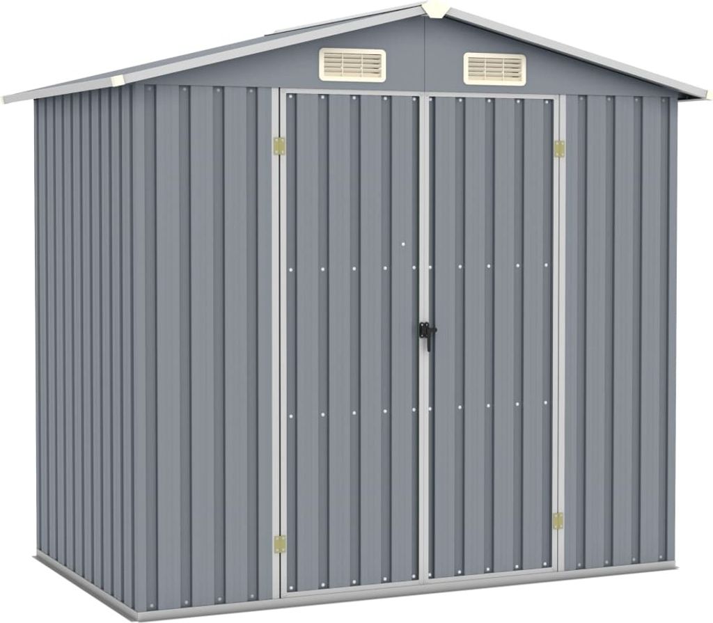 Outdoor Gerätehaus Grau 205x129x183 cm Verzinkter Stahl Quivican