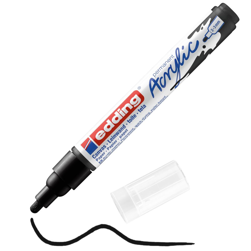 Edding 5100 Acrylmarker Medium, Schwarz, Schwarz, Medium, 2 Produktbild 