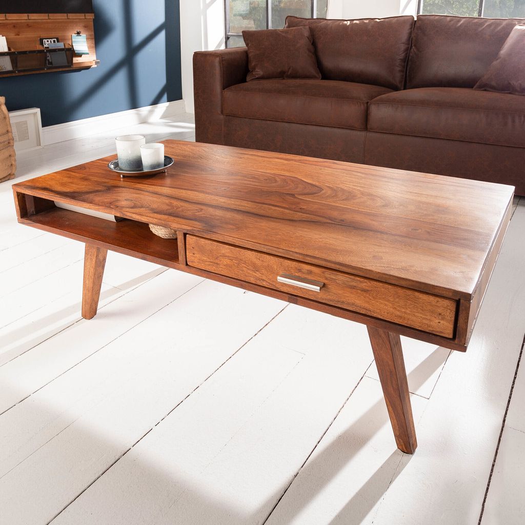 riess-ambiente Couchtisch RETRO 100cm Sheesham Massivholz mit Schubladen Beistelltisch Tisch