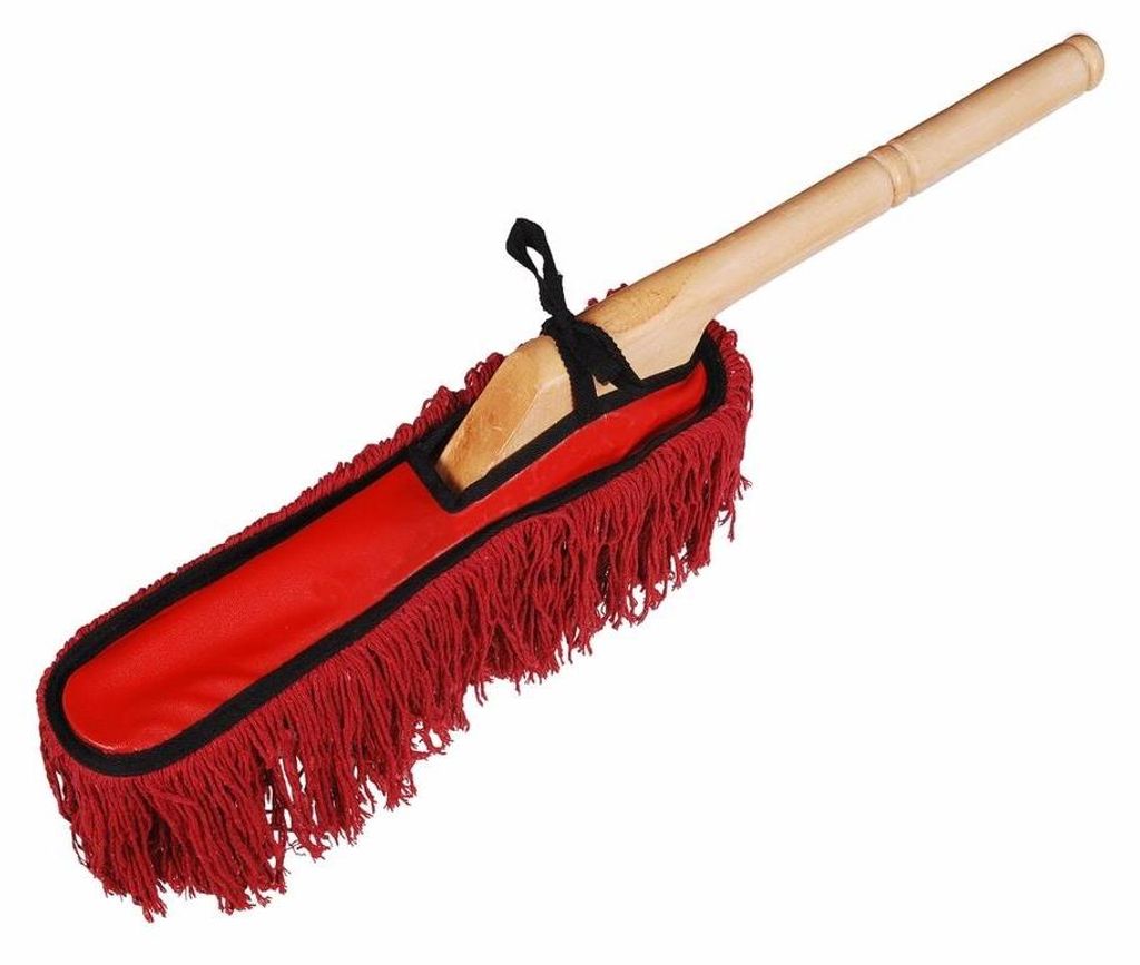 Staubbesen mit langen Baumwollfäden, Holzgriff, Rot, Verpackungseinheit: 1 STK