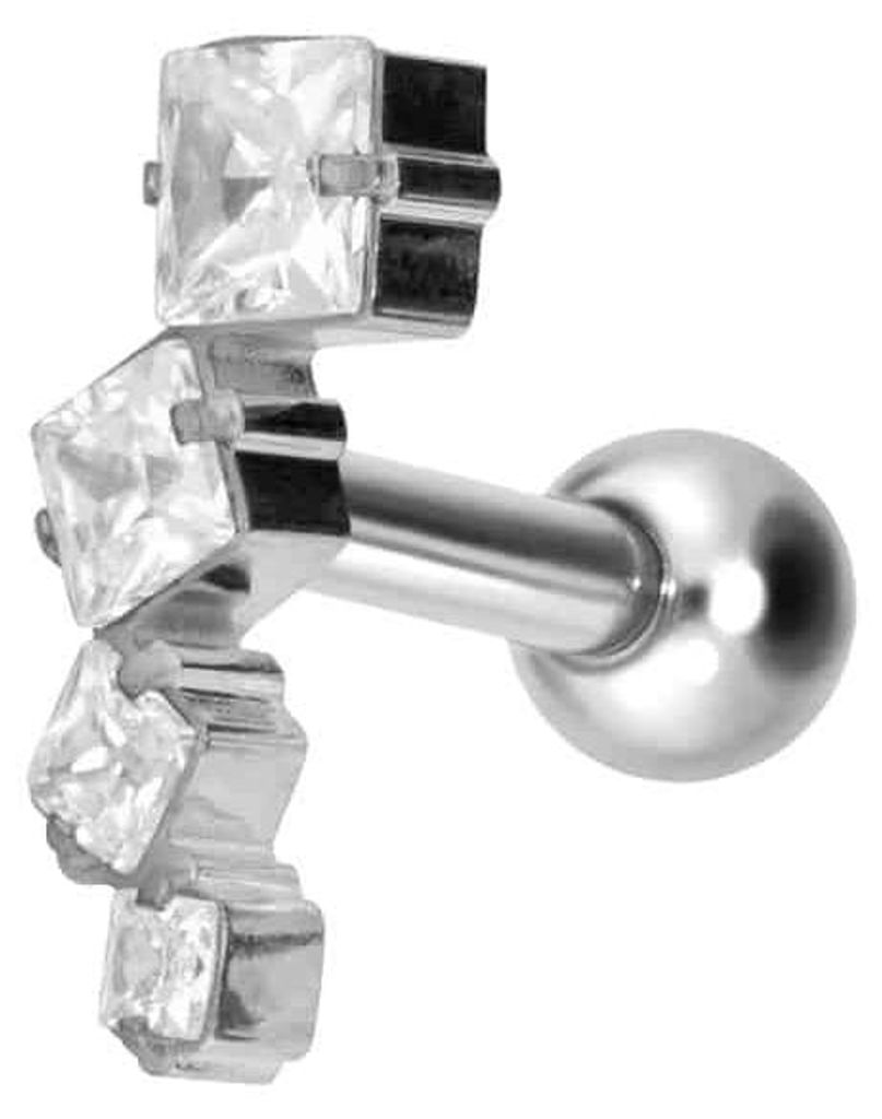 Ohrpiercing Titan Ohrpiercing mit Innengewinde KRISTALLBOGEN Silber Stablänge: 6mm