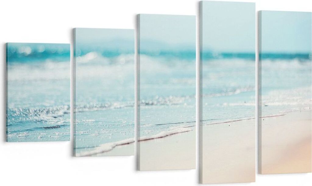Bild auf Leinwand - Leinwandbild - 5 Teile - Kante Welle Wasser - 100x60cm - Wand Bild - Wanddeko - Wandbilder - Leinwanddruck - Bilder - Wanddekor...
