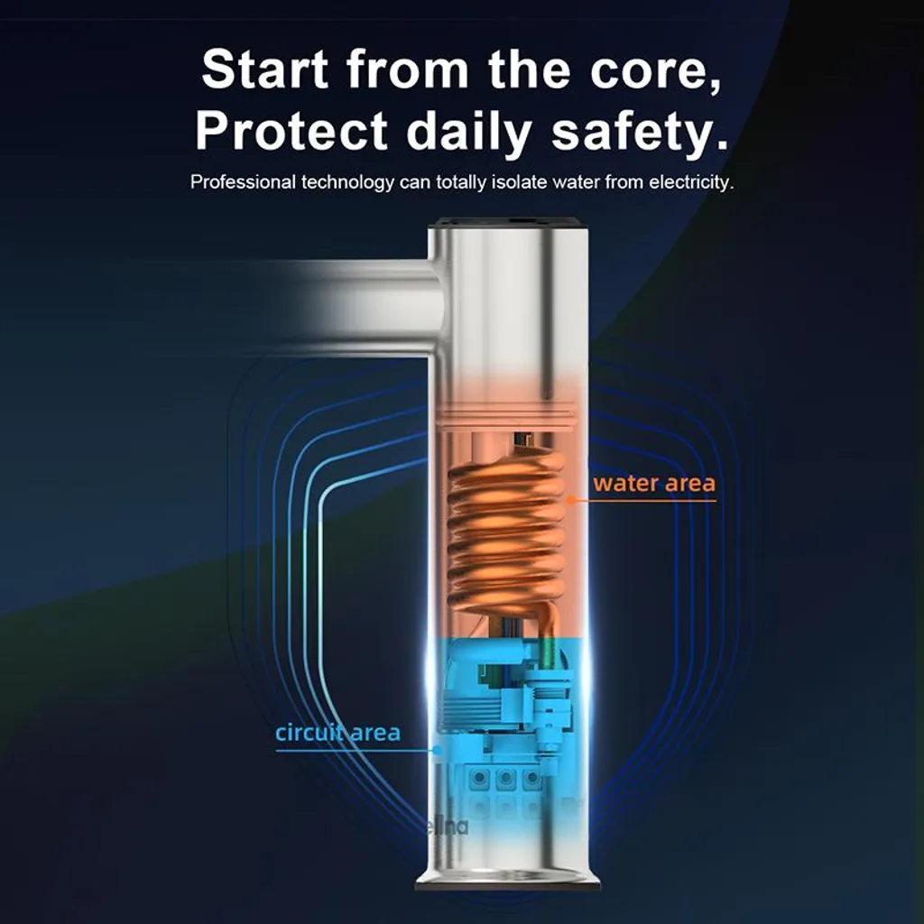 Chauffe-eau instantané de robinet métal argenté pour studio et WC - 3