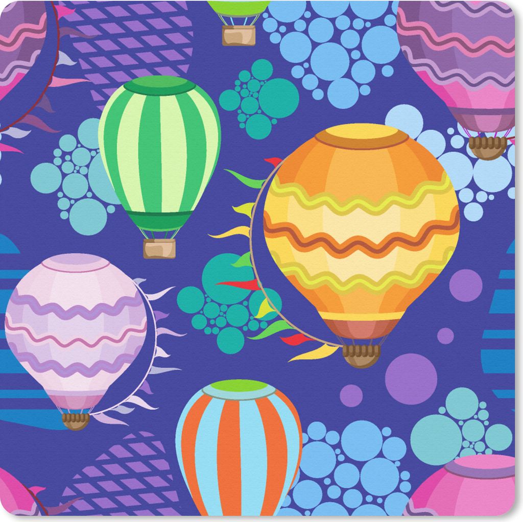 MuchoWow Mauspad Mousepad Ballon - Regenbogen - Muster - Kinder - Abstrakt 20x20 cm - Mousepads - Maus Mat - Pad - Mausunterlage - Desk Mat - Bur...