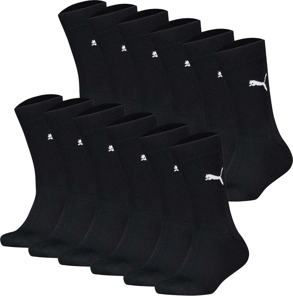PUMA Kinder Socken 12er Pack - Easy Rider, ECOM, einfarbig, Logo Schwarz 35-38