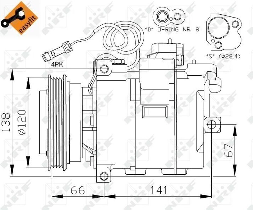 NRF 32104 - OE 8D0260805B Klimakompressor für A4 (8D), A6 (4B), Superb I (3U), Passat (3B)