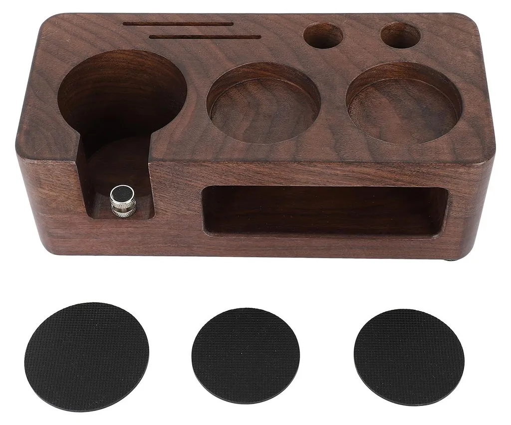 Support de tassage café anti-glisse en bois 58mm pour plan de travail