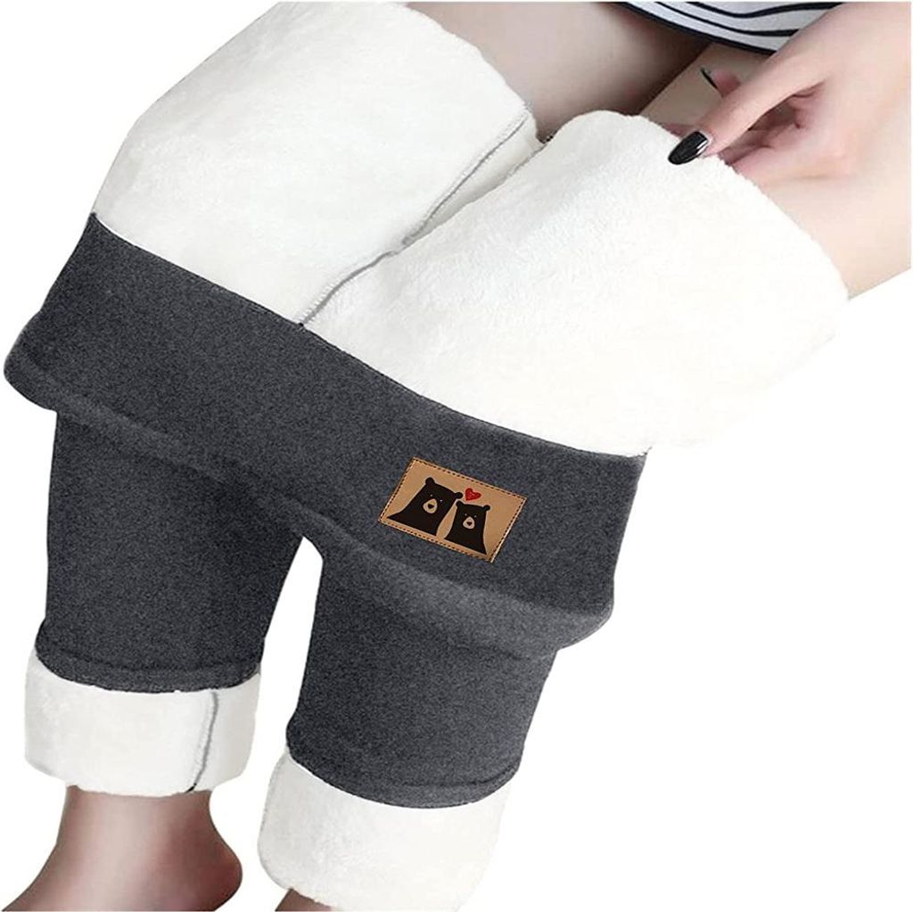 Thermo Leggings Damen Winter Gefüttert Jogginghose Sport Baumwolle Thermoleggins Warme Fleece Jogginghose High Waist Elastische Freizeithose mit N...