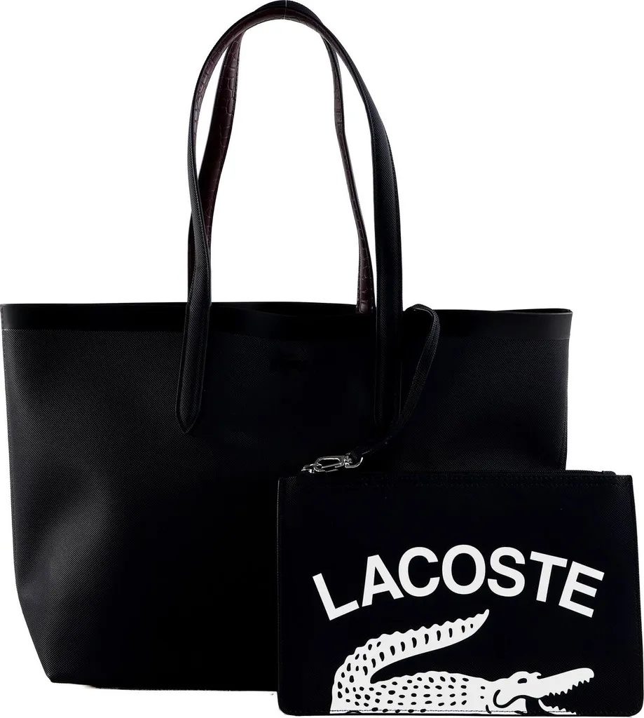 Cabas Lacoste Abimes en Cuir Noir Embossé Croco - Grand Volume et Style