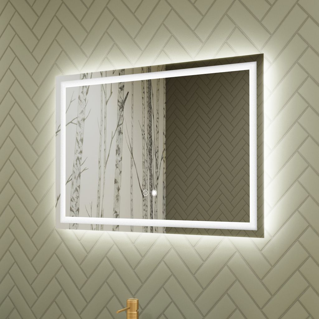 Badspiegel Rechteckiger mit Beleuchtung LED 70x50cm, Wandspiegel mit Touchschalter, einstellbare Lichtfarbe Lichtspiegel (2700K-6000K), Beschlagfre...