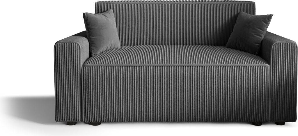 Sofa Alvito BIS, Farbe: Grau. Material: Kord. A: H: 85 cm, L: 94 cm, B: 176 cm, Sofa mit Bettkasten, Sofa klein.