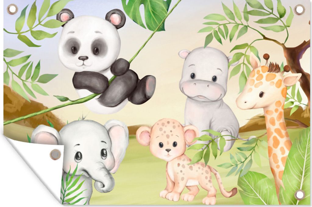 MuchoWow 120x80 cm Outdoor-Poster Gartendeko Sichtschutz Garten Poster für den Garten Dschungeltiere - Kinder - Panda
