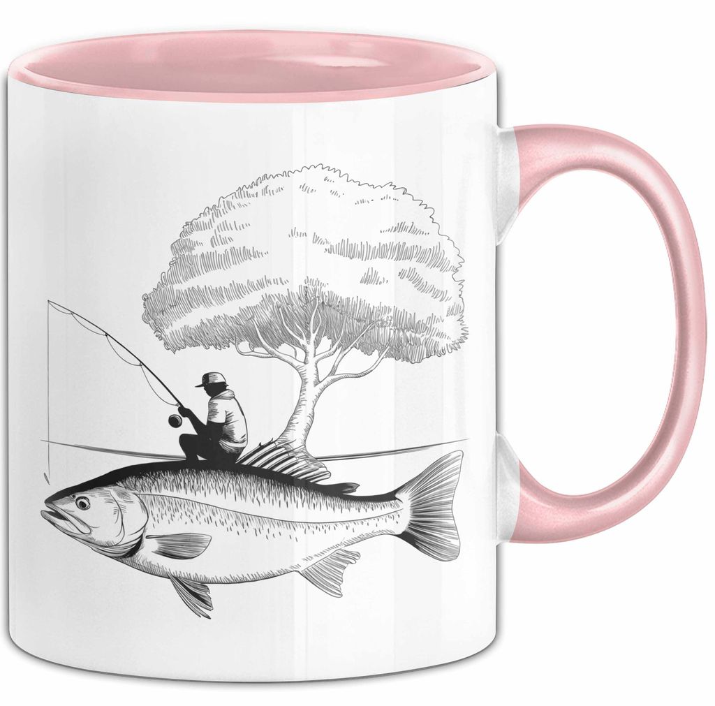 Angelliebhaber Fischer Tasse Geschenk Lustige Geschenkidee Spruch (Rosa)