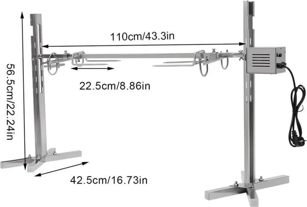 Accessoire de cuisson rotatif pour gril inox robuste charge 30 kg