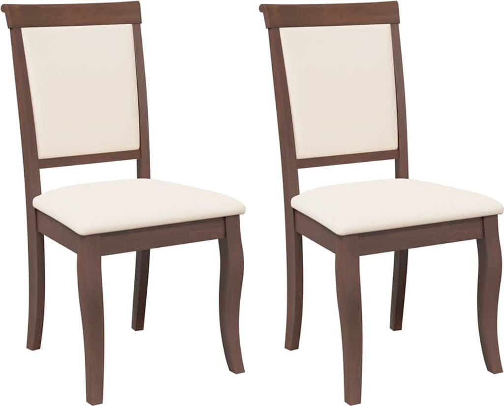 Esszimmerstühle mit Kissen 2 Stk. Braun Massivholz Gummibaum