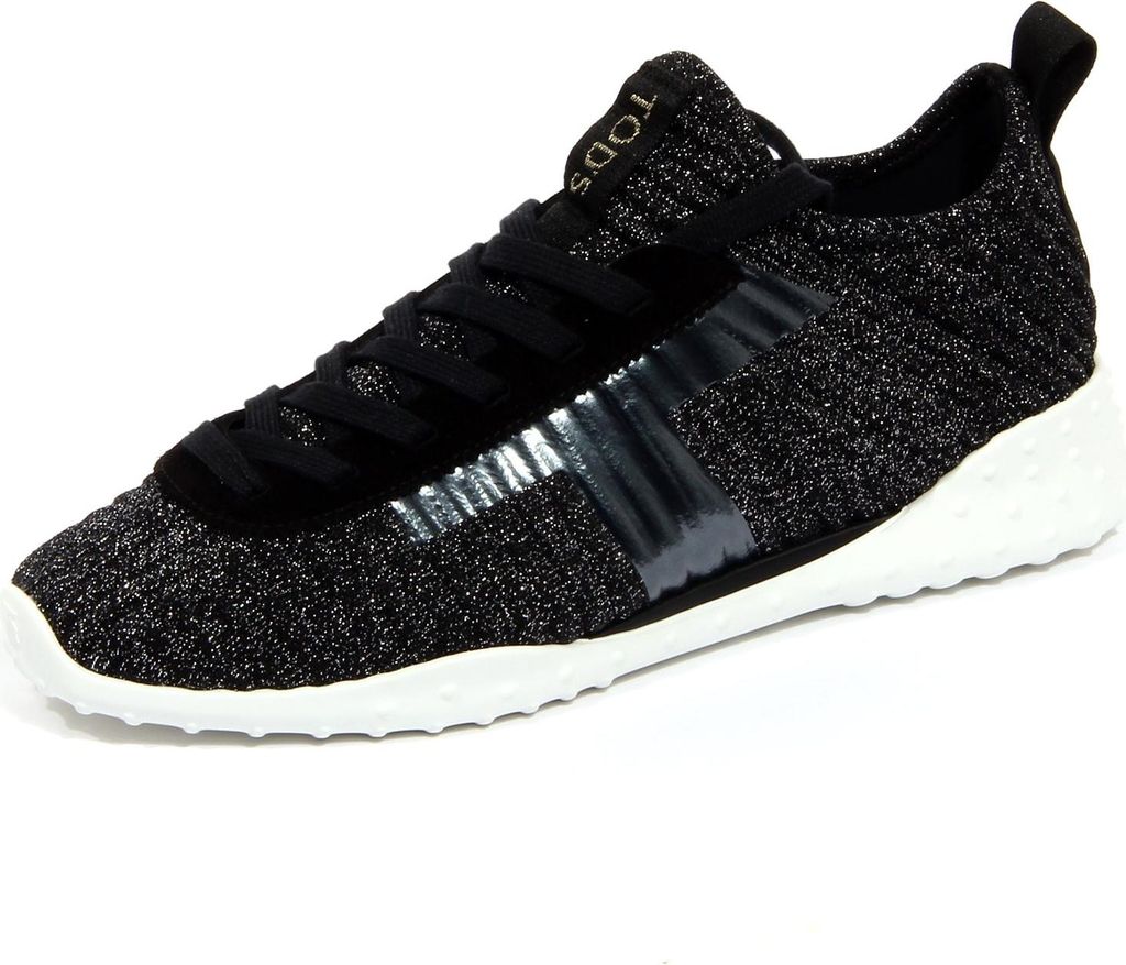 G1006 Sneaker donna TOD'S SPORTIVA Stoff/Leder Polyester schwarz/silber Schuhe Frau