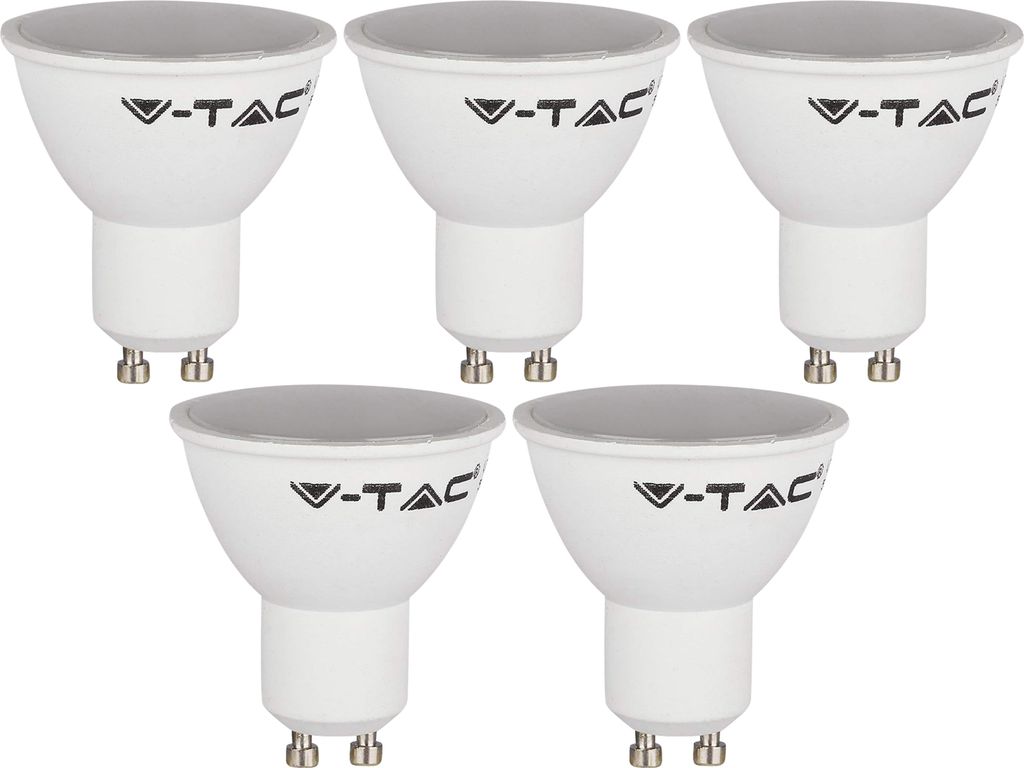 V-TAC LED-SMD-Lampe, PAR16, GU10, EEK: F, 4,5W, 400lm, 3000K, 5 Stück