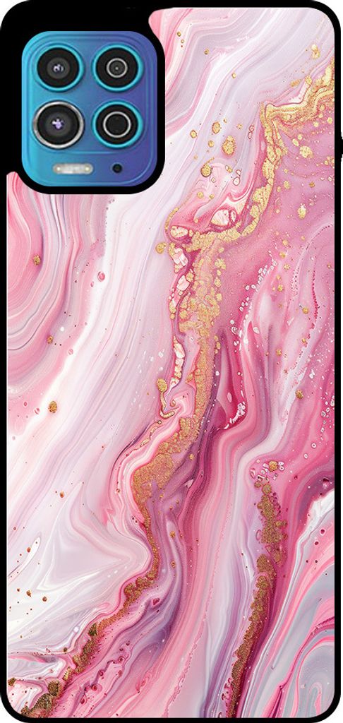 Smartphonica Handytasche passend für Motorola Moto G100 / Edge S mit Marmordruck - TPU Rückabdeckung Fall Marmor Design - Pink