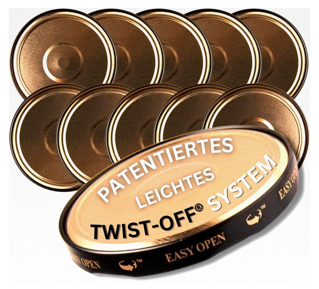 10 Stück Schraubdeckel 82mm für Gläser - Twist-Off Deckel Set aus Metall, Ersatzdeckel für Einmachgläser, Deckel mit 6 Einrastzähnen für Stu...